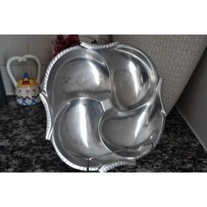 Vintage‎ Aluminum Divided Serving Tray Appetizer Relish Condiment Dish